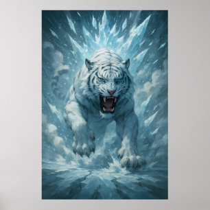 Poster Tigre blanc de givre – Empereur du royaume gelé – 