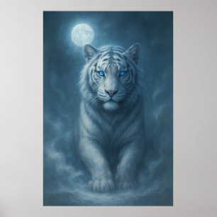 Poster Tigre Blanc – Portrait Fantastique Mystique – ManJ