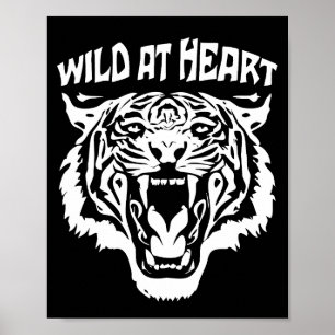 Poster Tigre blanc rugissant   Sauvage au coeur