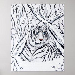Poster Tigre blanc se mélangeant dedans