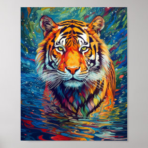 Poster Tigre coloré Peinture Abstraite