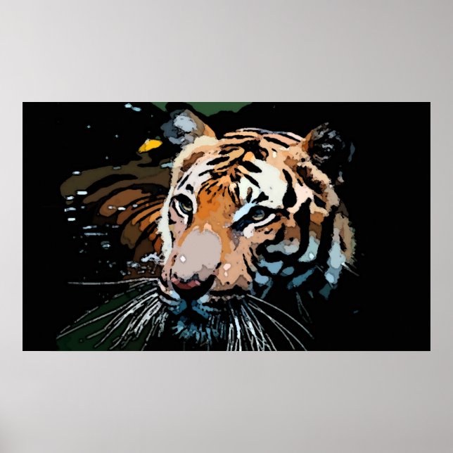 Poster Tigre dans l'eau (Devant)