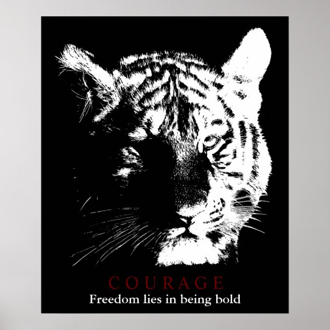 Poster Tigre de courage motivationnel (Devant)