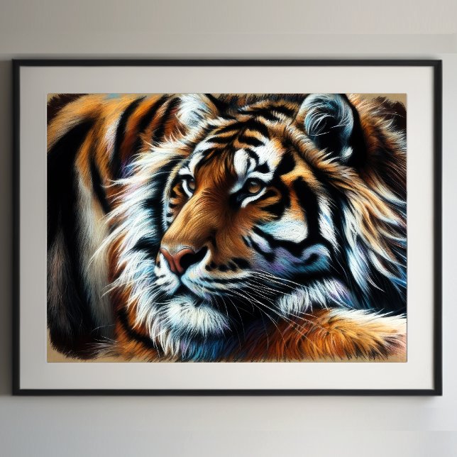 Poster Tigre de dessin dur pastel (Créateur téléchargé)
