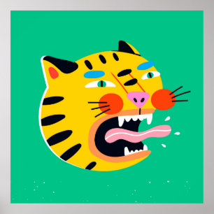 Poster Tigre drôle Abstrait
