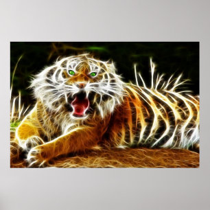 Poster Tigre du Bengale Électricité lumineuse 1
