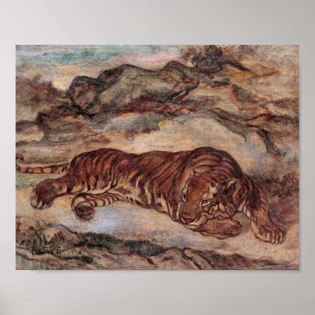 Poster "Tigre en Repose" par Antoine-Louis Barye (Devant)