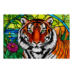 Poster Tigre en verre tendu