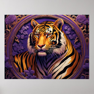 Poster Tigre en violet