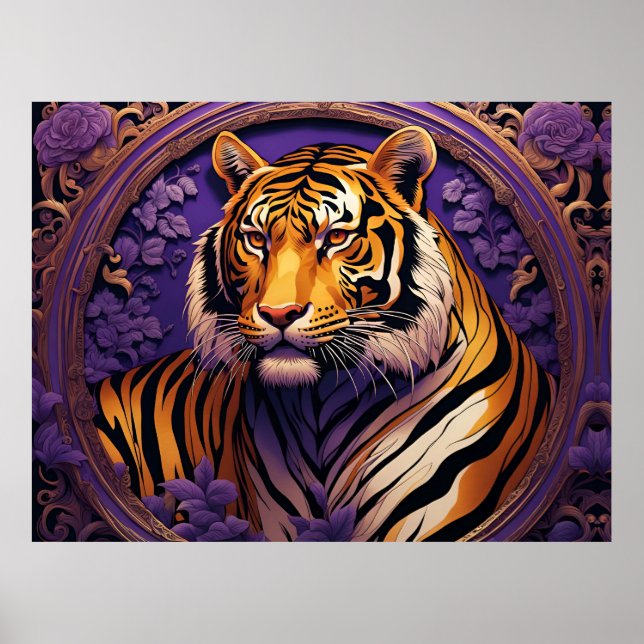 Poster Tigre en violet (Devant)