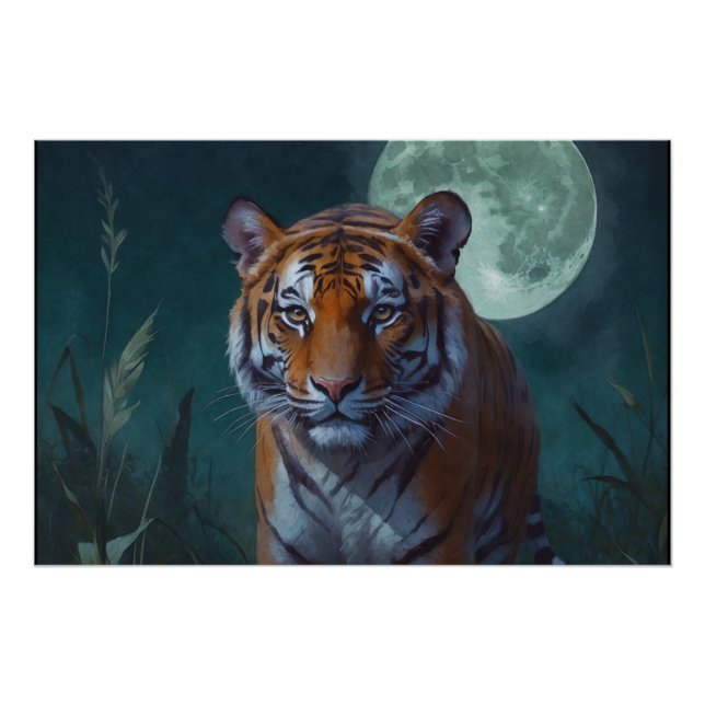 Poster Tigre et Pleine lune (Devant)