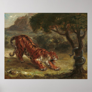 Poster Tigre et Serpent - Eugène Delacroix Fine Art