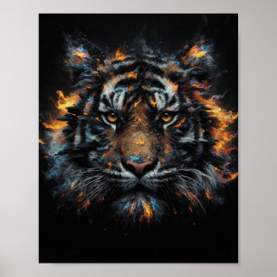 Poster Tigre Inferno – Tigre Sauvage Fougueux Art Numériq
