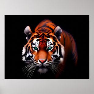 Poster Tigre majestueux dans le noir