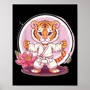 Poster Tigre mignon de kung fu lotus kickboxing taekwondo