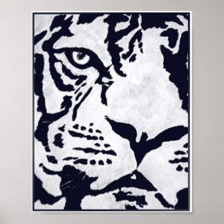 Poster Tigre monochrome avec corbeau