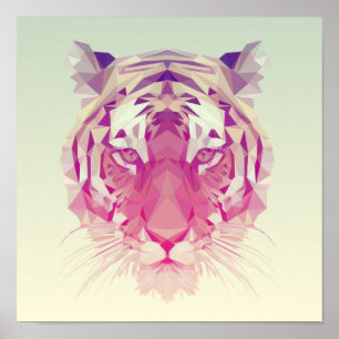 Poster Tigre Pastel Géométrique