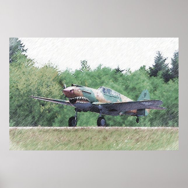 Poster Tigre volant - Dessin P-40 (Devant)