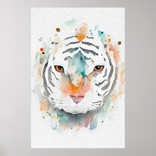 Poster Tigre Wild Animal Nature Aquarelle Art Peinture