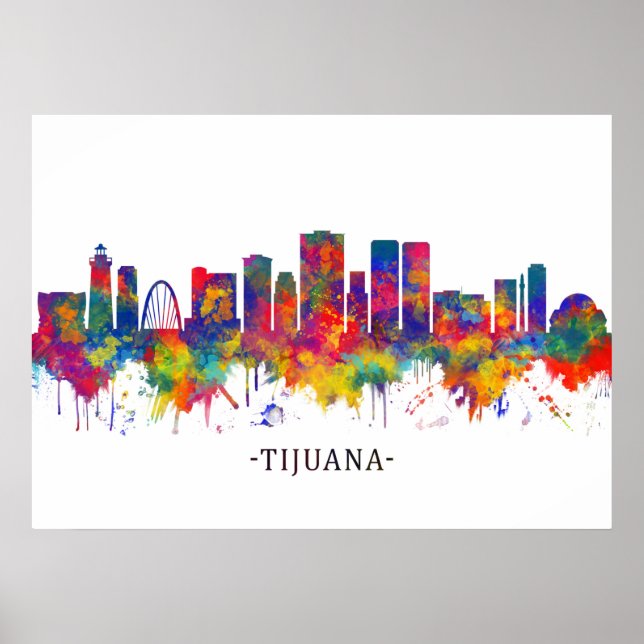 Poster Tijuana Mexique Skyline (Devant)