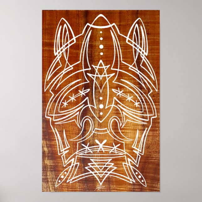 Poster Tiki à tête baissée rayée (Devant)