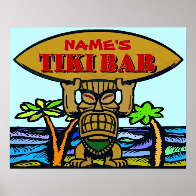Poster Tiki Bar Sign, ajouter un nom (Devant)