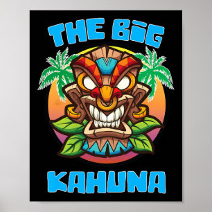 Poster Tiki Big Kahuna Drôle Fête des Pères Hawaïenne Vac