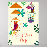 Tiki Birds Vintage Retro bannière personnalisée