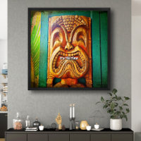 "Tiki Time" Feu, Vintage, Rétro, Bois Tiki Face