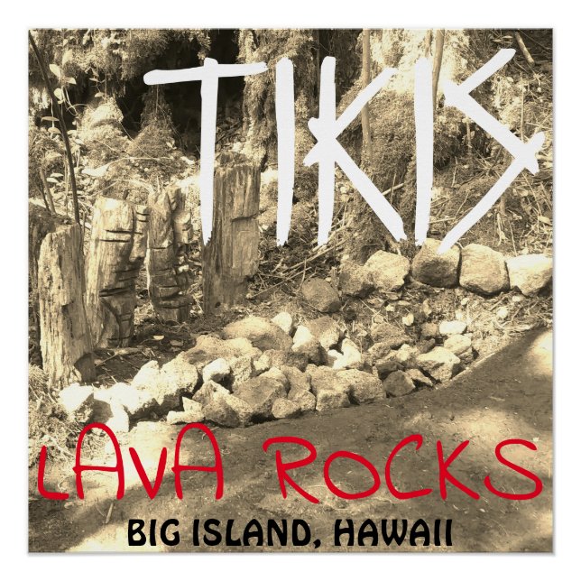 POSTER TIKIS ET LAVA ROCKS GRANDE ÎLE, HAWAII (Devant)
