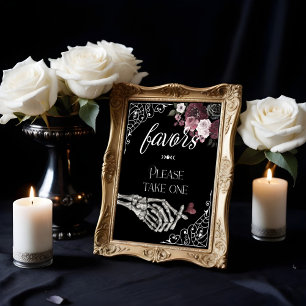 Poster Til Death Aquarelle Squelette Faveurs main