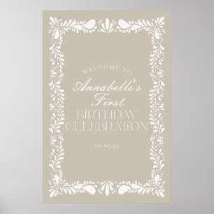 Poster Tile beige Talavera Fiesta Anniversaire Bienvenue
