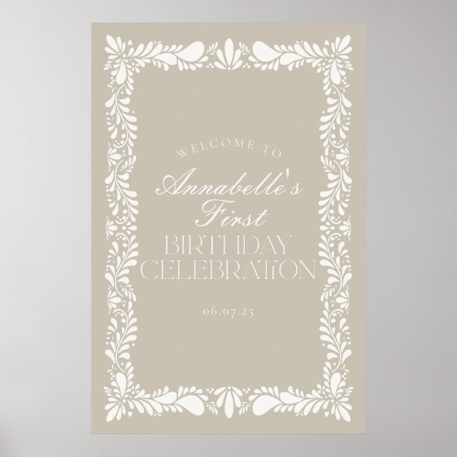 Poster Tile beige Talavera Fiesta Anniversaire Bienvenue (Devant)