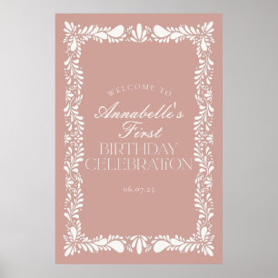 Poster Tile rose Talavera Fiesta Anniversaire Fête Bienve