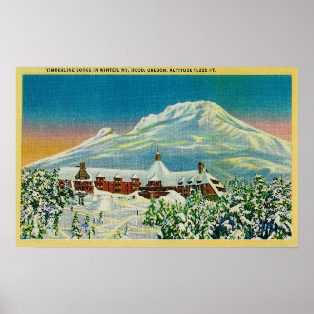 Poster Timberline Lodge en hiver à Mt Hood (Devant)