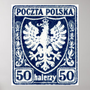 Poster Timbre d'aigle polonais 1919 50h