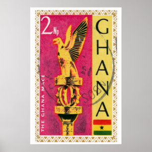 Poster Timbre-poste Aigle royal, Ghana vintage