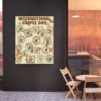 Timbre Vintage de la Journée internationale du caf