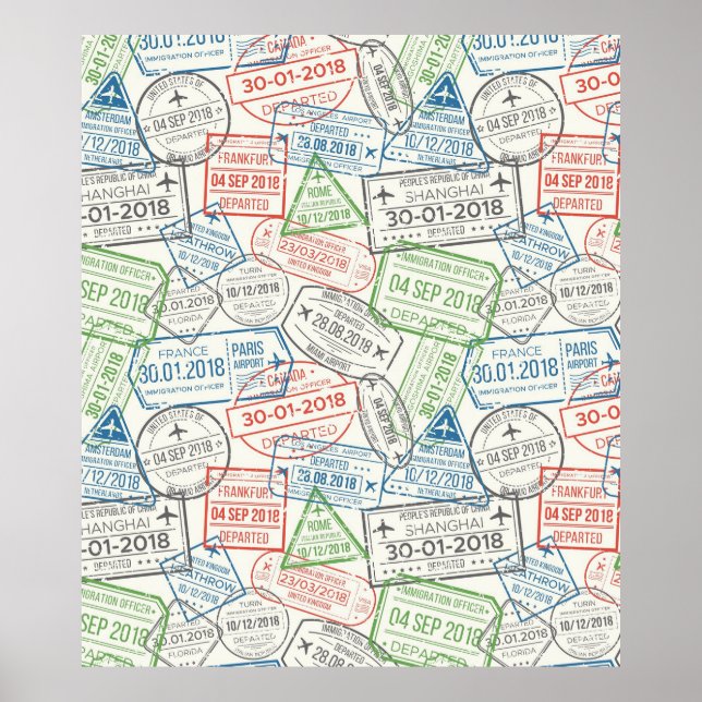 Poster Timbre Visa de voyage (Devant)