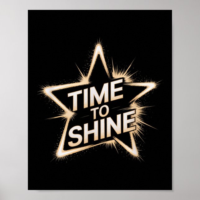 Poster Time Women To Shine Motivational Star Men Kids  (Devant)