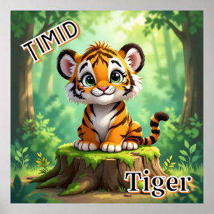 Poster Timid Tiger   Belle caricature de l'art de la pépi