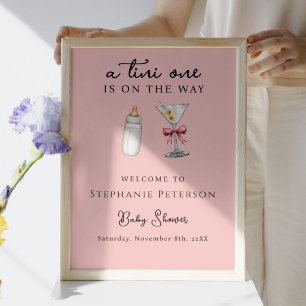 Poster Tini One en route Pink Back Martini Baby Shower