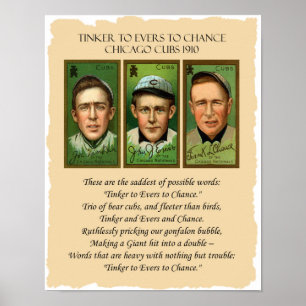 Poster Tinker to Evers to Chance Chicago Cubs 1910 Poème