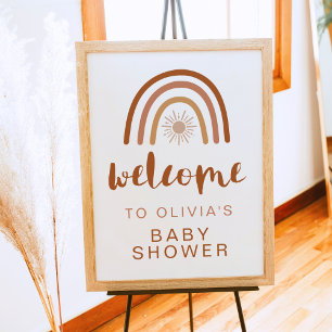 Poster TINLEY Boho Terracotta Rainbow Sun Baby shower