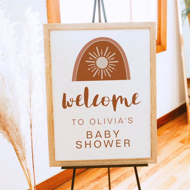 Poster TINLEY Boho Terracotta Sun Rainbow Baby shower (Créateur téléchargé)
