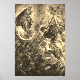 Poster Tintoretto - Kampf des Erzengels Michael mit Satan