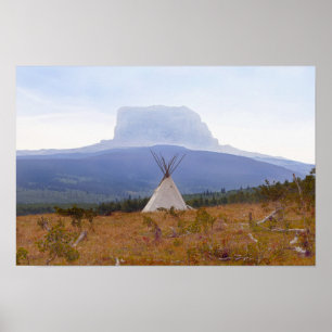 Poster Tipi, Chief Mountain, parc national de Glacier Mon