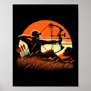 Poster Tir à l'arc Chasseur de boue Cerf Mule Elk Chasse 