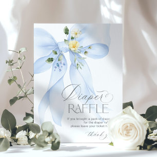 Poster Tirage au sort de couche bébé à ruban bleu floral