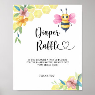 Poster Tirage au sort de couche Bumble Bee fille aquarell